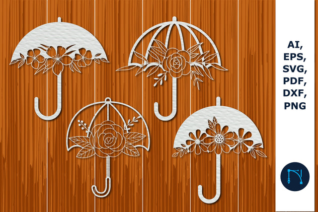 paper cut Umbrella with floral bundle SVG MD JOYNAL ABDIN 