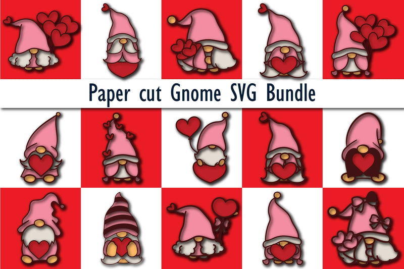 Paper cut Valentine Gnome SVG Bundle SVG MD JOYNAL ABDIN 