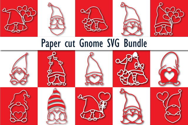 Paper cut Valentine Gnome SVG Bundle SVG MD JOYNAL ABDIN 