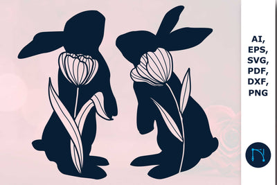 Paper cut wildflower Bunny SVG Template SVG MD JOYNAL ABDIN 