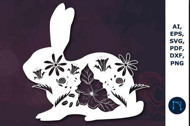Paper cut wildflower Bunny SVG Template SVG MD JOYNAL ABDIN 