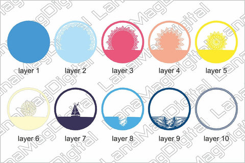 Paper cutting, Sea sunrise layered mandala svg, Boat on ocean waves svg 3D Paper LanaMagDigital 