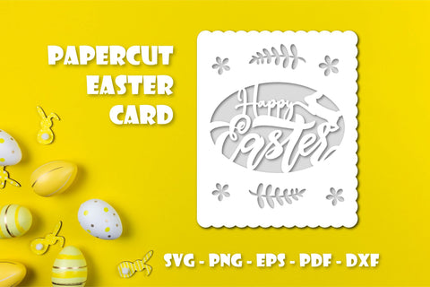 Paper cutting templates. Happy Easter card svg. Easter bunny SVG Angelina Semenova 