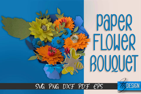 Paper Flower Bouquet SVG Design | Flowers SVG | Paper Bouquet Design SVG Fly Design 