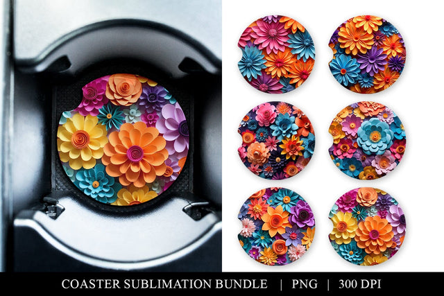 Paper Flower Coaster Sublimation Bundle Sublimation BijouBay 