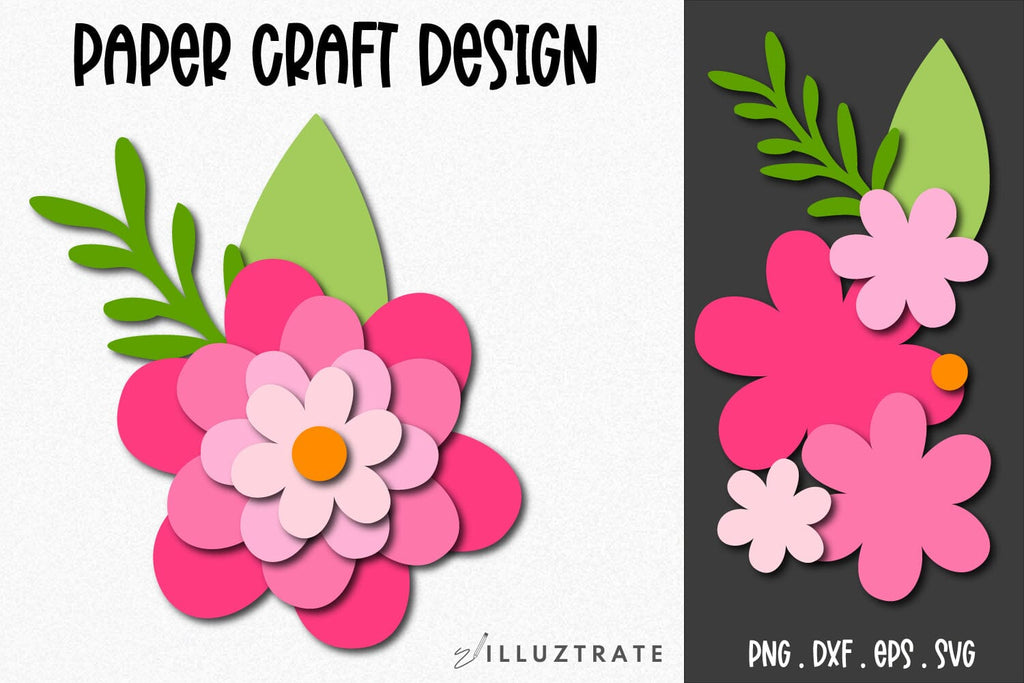 Paper Flower SVG Template | 3D Flower SVG Cut File Template - So Fontsy