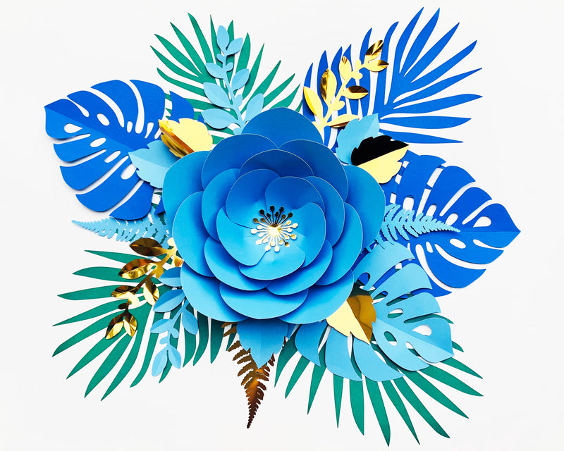 Paper Flower Template + LEAVES Bundle 17 SVG CanadaCraftsStudio 