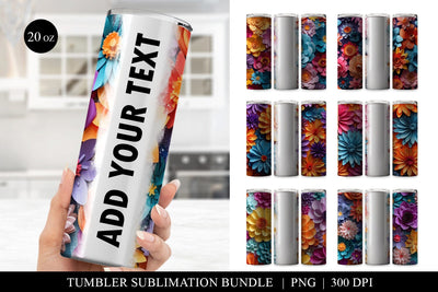 Paper Flower Tumbler Sublimation Bundle - 6 Stunning Designs Sublimation BijouBay 