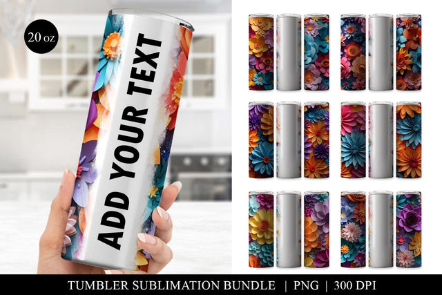 Paper Flower Tumbler Sublimation Bundle - 6 Stunning Designs Sublimation BijouBay 