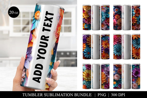 Paper Flower Tumbler Sublimation Bundle - 6 Stunning Designs Sublimation BijouBay 