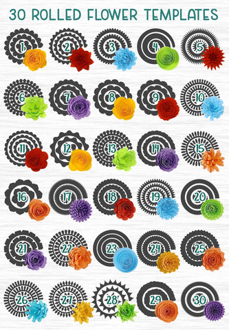 Paper Flowers Bundle| Rolled Flower SVG Templates 3D Paper MagicArtLab 