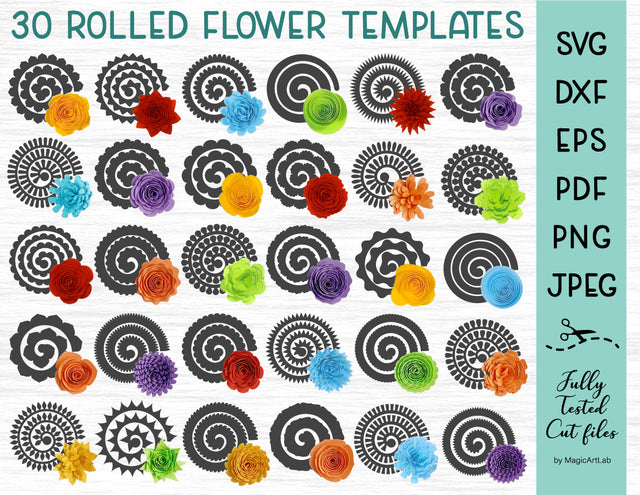Paper Flowers Bundle| Rolled Flower SVG Templates 3D Paper MagicArtLab 