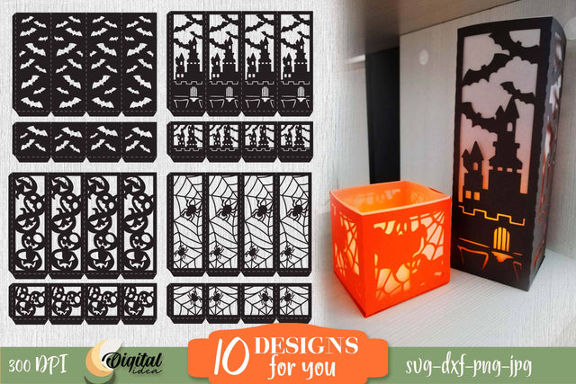 Paper Lantern Halloween Bundle. Spooky Design Paper Cut 3D Paper Evgenyia Guschina 