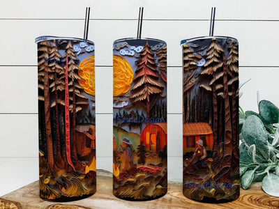 Paper Quilling Camping 20oz Skinny Tumbler Sublimation Design, Camper Camping Tumbler, Quilled Png, Embroidery Camping Png, Camping Tent Tumbler Wrap Sublimation iStyleDesign 
