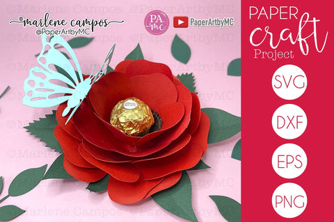 Paper Rose Chocolate Holder | SVG craft | Cutting machine project SVG Marlene Campos 