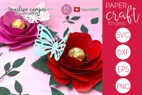 Paper Rose Chocolate Holder | SVG craft | Cutting machine project SVG Marlene Campos 