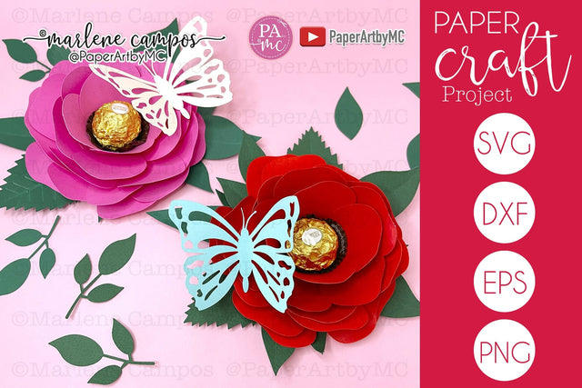 Paper Rose Chocolate Holder | SVG craft | Cutting machine project SVG Marlene Campos 