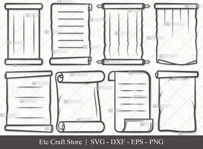 Paper Scroll Outline SVG Cut File | Scroll Svg | Old Scroll Svg | Scroll Paper Svg | Papyrus Paper Svg | Ancient Scroll Letter Svg | Parchment Paper Svg | Paper Scroll Svg Bundle SVG ETC Craft 