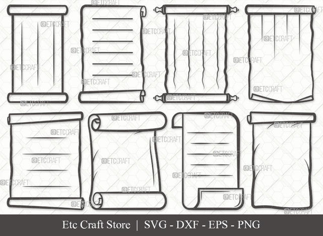 Paper Scroll Outline SVG Cut File | Scroll Svg | Old Scroll Svg | Scroll Paper Svg | Papyrus Paper Svg | Ancient Scroll Letter Svg | Parchment Paper Svg | Paper Scroll Svg Bundle SVG ETC Craft 