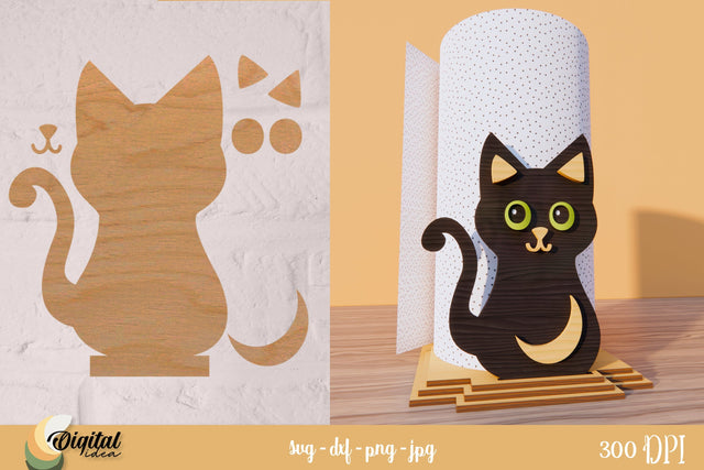 Paper Towel Roll Holders Laser Cut. Funny Cat SVG. SVG Evgenyia Guschina 