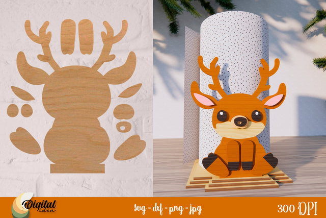 Paper Towel Roll Holders Laser Cut. Funny Deer SVG. SVG Evgenyia Guschina 