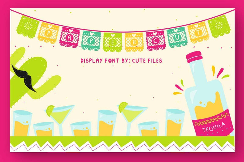 Papercut blocks a mexican banner font Font Cute files