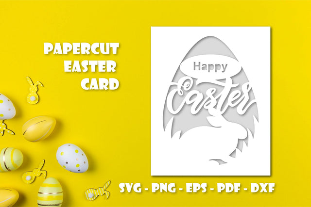 Papercut cards Happy easter. Happy easter bunny. Cut files SVG Angelina Semenova 