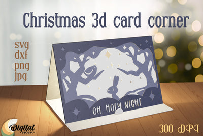 Papercut Christmas Cards. Christmas 3D Card Corner. Christmas Gift Paper Cut 3D Paper Evgenyia Guschina 