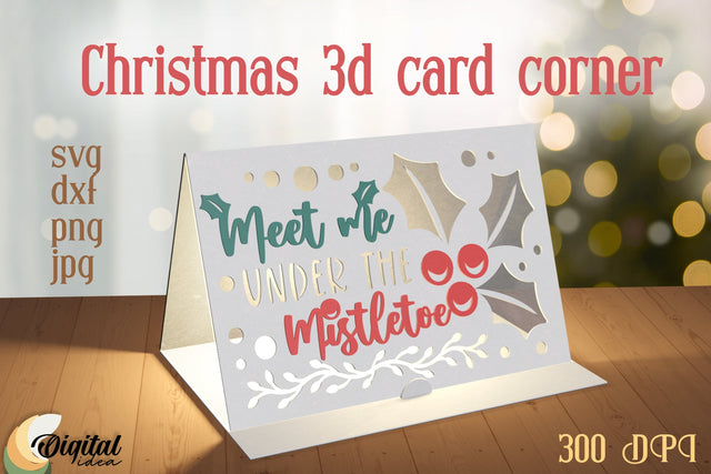 Papercut Christmas Cards. Christmas 3D Card Corner. Christmas Gift Paper Cut 3D Paper Evgenyia Guschina 