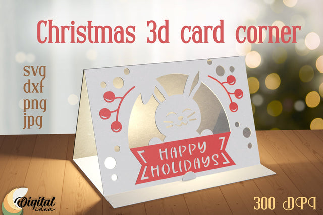 Papercut Christmas Cards. Christmas 3D Card Corner. Christmas Gift Paper Cut 3D Paper Evgenyia Guschina 