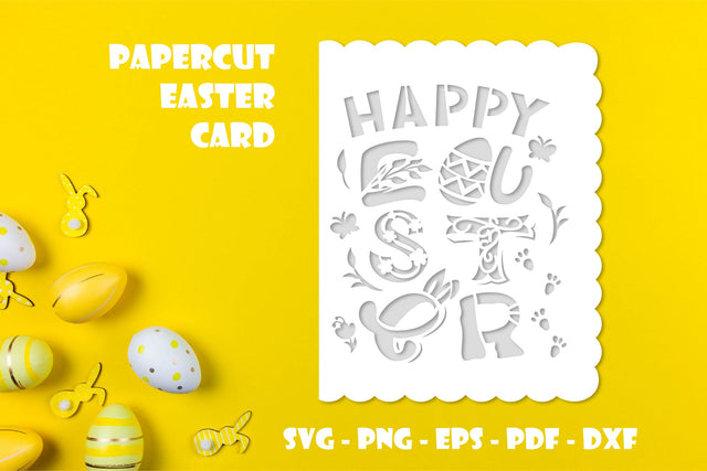 Papercut easter card svg cutting files. Bunny ears, egg. SVG Angelina Semenova 