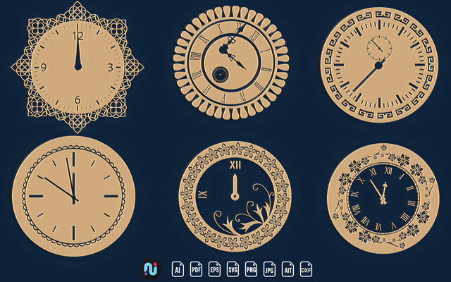 Paper/laser Cut Clock SVG Bundle SVG naemmiah021 