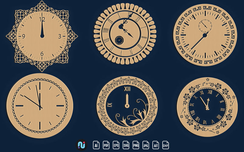 Paper/laser Cut Clock SVG Bundle SVG naemmiah021 