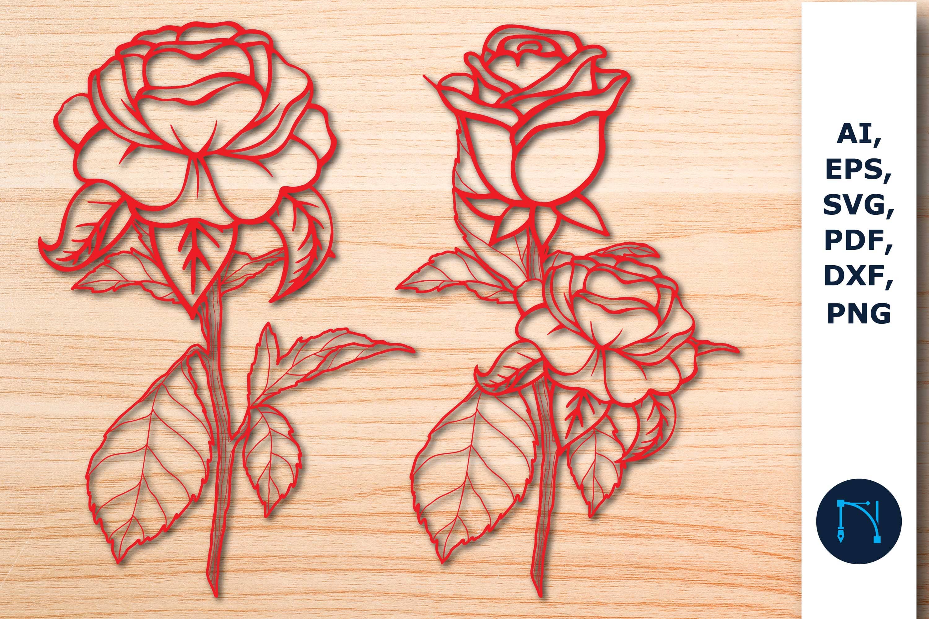 Rose Flower Line Art Graphic Rose SVG Bundle - So Fontsy