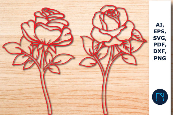 Rose Flower Line Art Graphic Rose SVG Bundle - So Fontsy