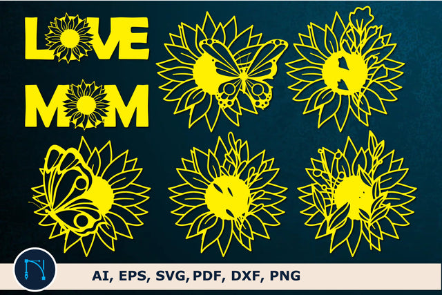 paper/laser cut Sunflowers SVG bundle SVG MD JOYNAL ABDIN 