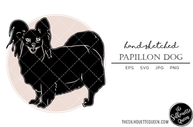 Papillon Dog Hand sketched, hand drawn vector clipart SVG Loveleen Kaur 