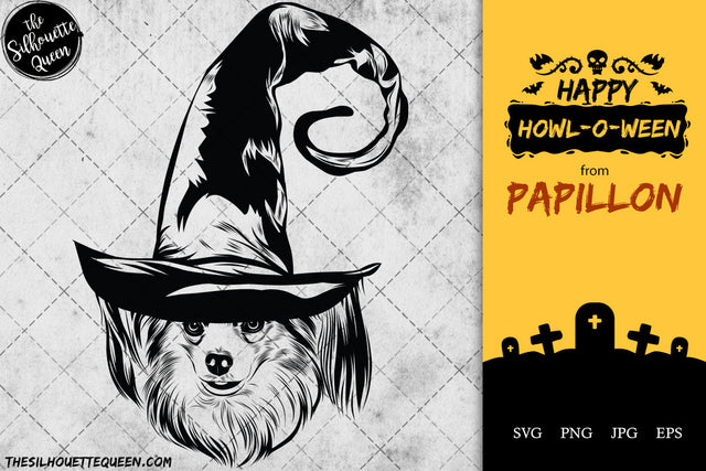 Papillon dog svg portrait clipart vector graphic art Witch hat Halloween dog Cricut cut file cuttable design SVG Loveleen Kaur 