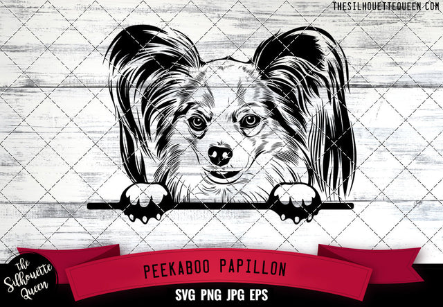 Papillon Peek A Boo | Peekaboo | Peeking Dog Face SVG for Glowforge, Cricut, Laser, Silhouette, Scan n cut files SVG Loveleen Kaur 