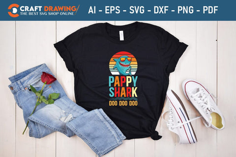 Pappy Shark Doo Doo Doo Funny svg Files for Cricut Cousin Baby shark Birthday Shirt clipart SVG, PNG Printable Cutting Files SVG Debashish Barman 