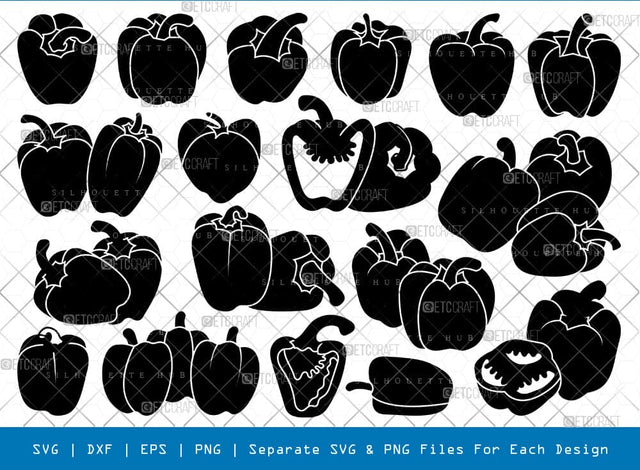 Paprika Silhouette, Paprika SVG, Vegetable Svg, Capsicum Svg, Sweet Paprika Svg, Paprika Bundle, SB00863 SVG ETC Craft 