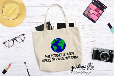 Para Recorrer el Mundo Siempre Cuento con Mi Hermana SVG Cut File SVG Gardenias Art Shop 