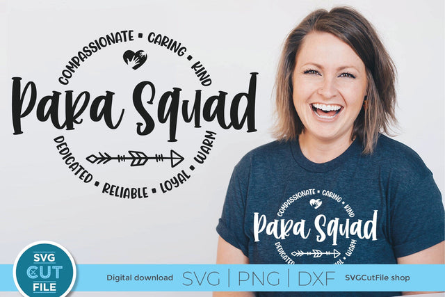 Para squad svg, para svg, paraprofessional squad svg round circle for men or women SVG SVG Cut File 