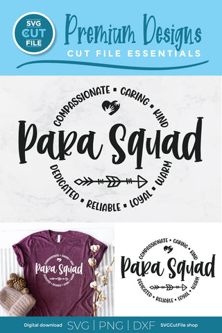 Para squad svg, para svg, paraprofessional squad svg round circle for men or women SVG SVG Cut File 