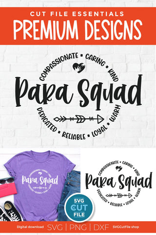Para squad svg, para svg, paraprofessional squad svg round circle for men or women SVG SVG Cut File 
