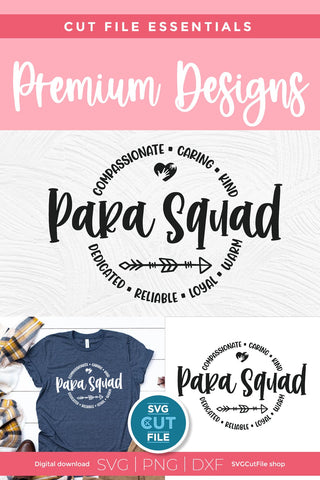 Para squad svg, para svg, paraprofessional squad svg round circle for men or women SVG SVG Cut File 