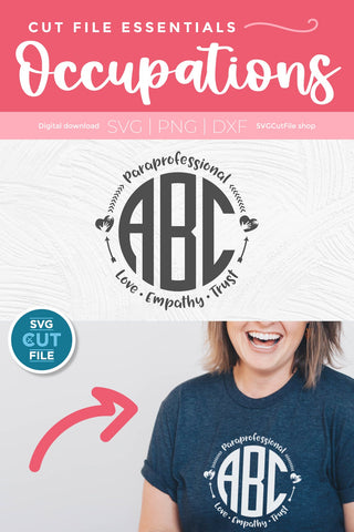 Paraprofessional svg, para svg, paraprofessional monogram svg, para monogram svg SVG SVG Cut File 