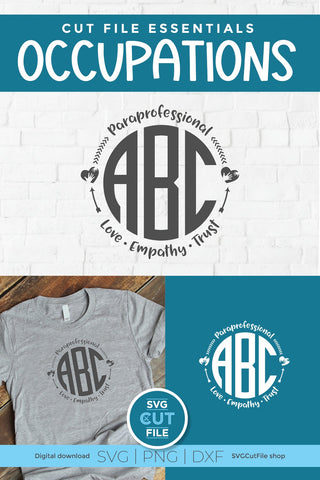 Paraprofessional svg, para svg, paraprofessional monogram svg, para monogram svg SVG SVG Cut File 