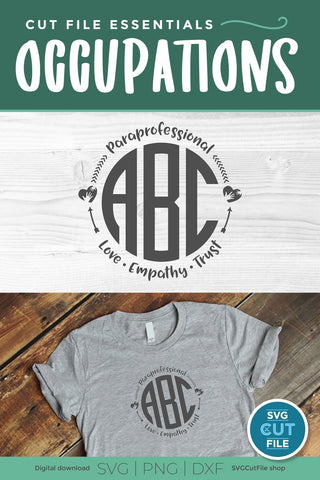 Paraprofessional svg, para svg, paraprofessional monogram svg, para monogram svg SVG SVG Cut File 