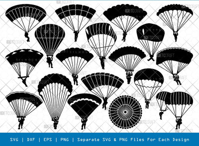 Paratroopers Silhouette, Paratroopers SVG, Army Svg, Parachutes Svg, Sky Diving Svg, Paratroopers Bundle, SB00925 SVG ETC Craft 